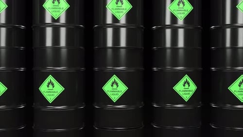 Barrels with Biological Toxic Substances Stand Next to Each Other