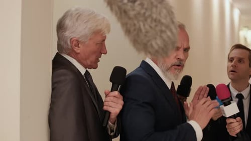 Press Conference with Officials Answering Journalists Questions