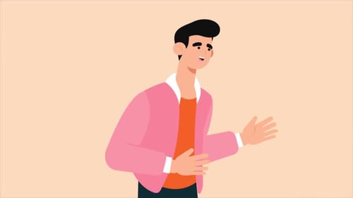 Flat Design Animated Man Speaking and Gesturing