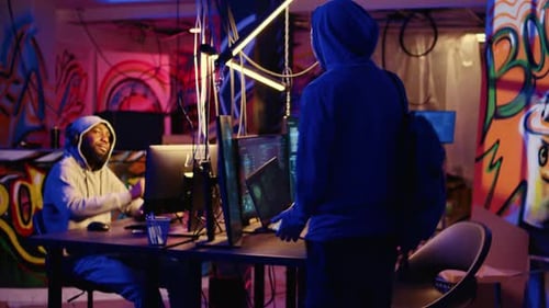 Hacker Arriving in Underground HQ