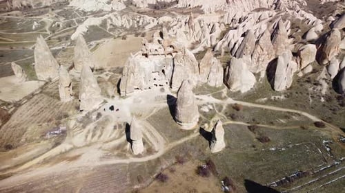 Cappadocia Turkey's Fairy Chimneys: Geological Pillar Rock Formations Formed by Erosion. Türkiye.