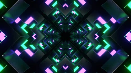Purple And Turquoise Movement Through Moving Neon Shapes Background Vj Loop In 4K