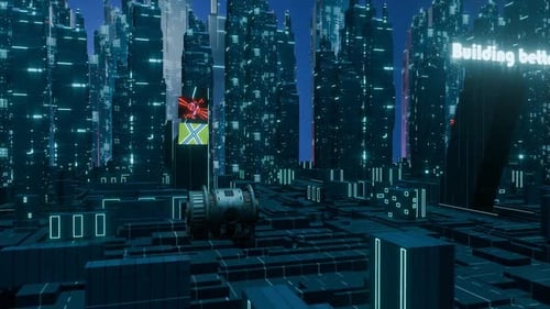 Futuristic Cyberpunk City At Night Loop