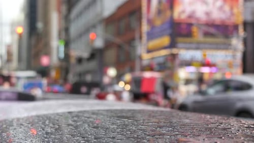 Nova York, Times Square, Manhattan, Midtown, Broadway Street, EUA, Estrada úmida no trânsito em dias chuvosos