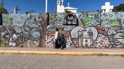 Lugares de turismo en zacatlan de las manzanas puebla mexico mujer bonita paseando con su Xoloitzcuintl