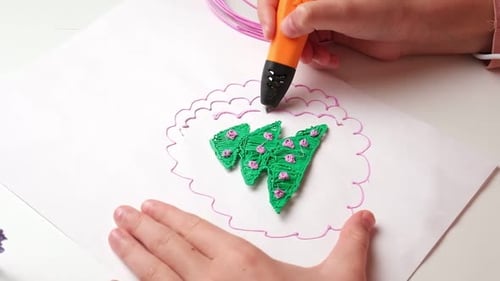 Child Creates 3D Drawing with Pen at Home