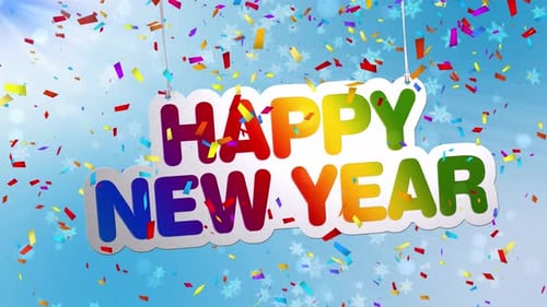 Colorful Happy New Year Text Animation with Confetti