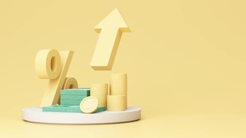 Financial Growth Upward Arrow with Money and Percentage