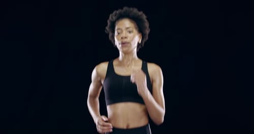 Woman Running in Place for Fitness and Exercise