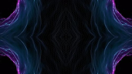 Magischer Höhlen-Kaleidoskop-Hintergrund in Zyan und Rosa, VJ Loop in 4K
