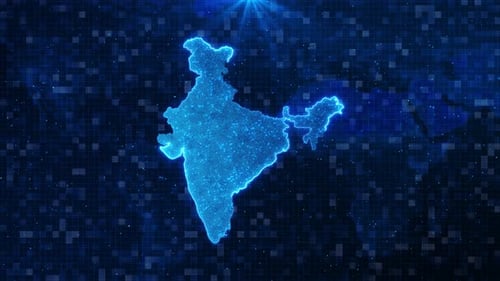 Futuristic Digital Map of India with Particle Effects Animation
