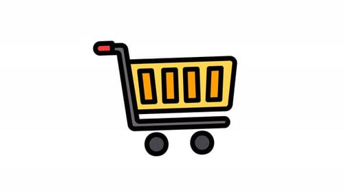 Moving Flat Design Shopping Cart Icon Animation