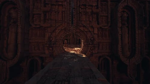 Un Drone surveille la façade décorée d'un temple avec des échafaudages sous un ciel clair