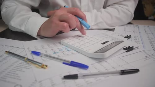 Financial Audit at Home Close White Calculator Profit Calculation