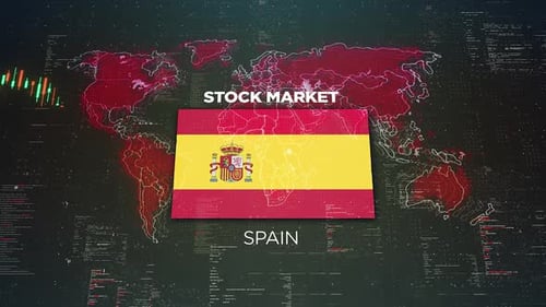 Spanischer Börsenchart-Hintergrund mit Flagge
