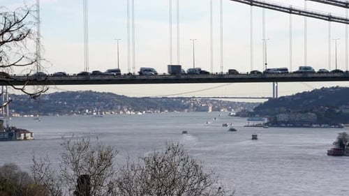 Sea And Bridge Traffic-Timelapse