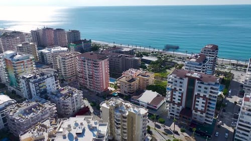 Aerial Video Aerial View of Urban Development Along the Mediterranean Coastline