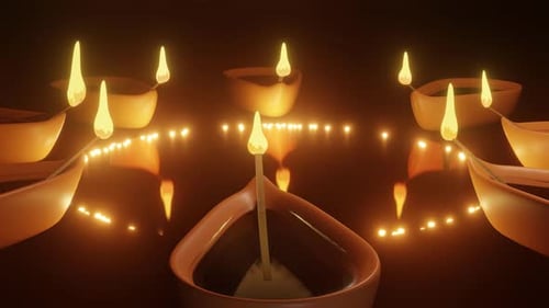 Lampes Diwali et particules incandescentes