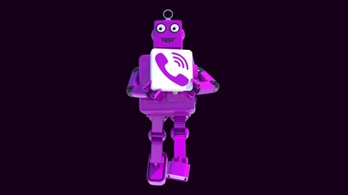Animated 3D Robot Holding Ringing Phone Icon