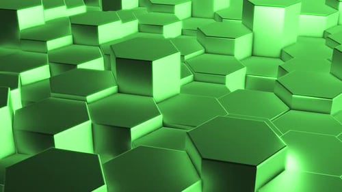 3 D Dynamic Hexagon Metalic Green Background