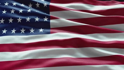 Waving American Flag with Realistic Fabric Texture