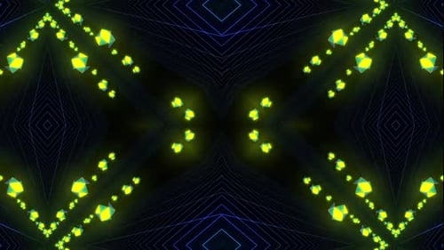 Dynamic neon geometric shapes pulse and move creating abstract digital art