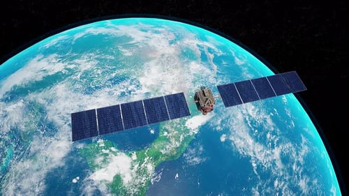 Satellit im Orbit um die Erde und zeigt atemberaubende Planetenlandschaften