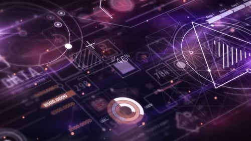 Animated Futuristic Data Interface with Digital Technology Elements