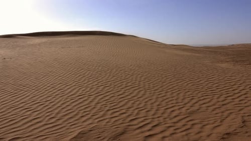 Wind and Sand Dunes in Desert