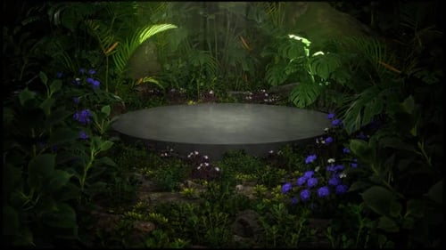 Mystical Jungle Podium with Tropical Plants and Flowers