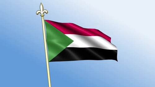 Waving National Flag on Golden Pole Animation