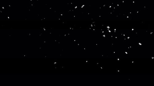 Falling white confetti on black background loop