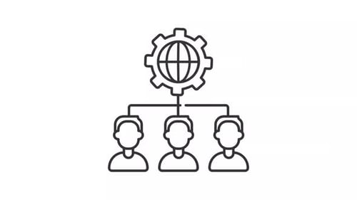 Animated Global Team Corporate Organization Line Icon
