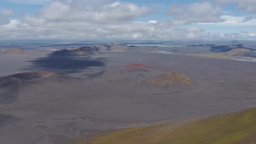 Aerial View of Iceland's Volcanic Craters and Rugged Terrain