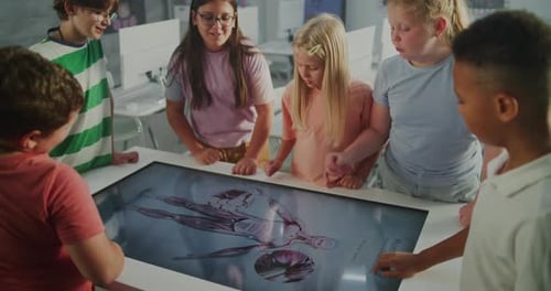 Children Learning About Human Anatomy with Touchscreen
