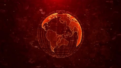 Digital Red Earth World Map Connection Cyber Security Spreading Virus Technology Breaking News