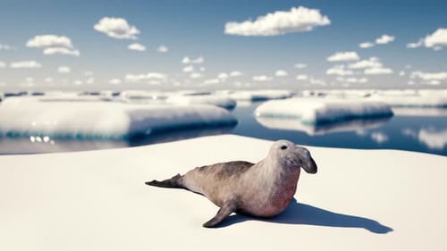 Realistic Seal Resting on Ice Floe in Arctic 3D Animation