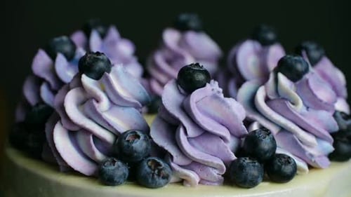 Close Up of a Beautiful Blueberry Cake