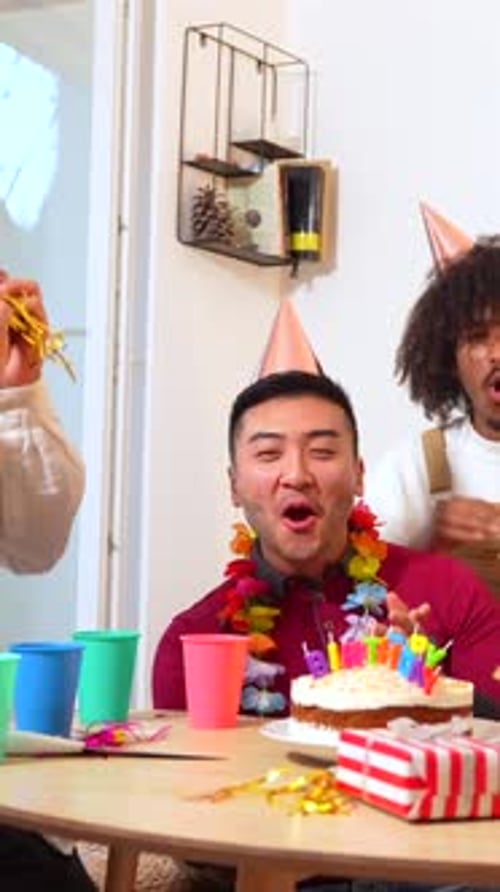 Young Adults Celebrate Birthday at House Party