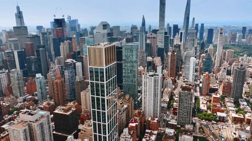 American architecture tourist landmark. New York city skylines aerial view.