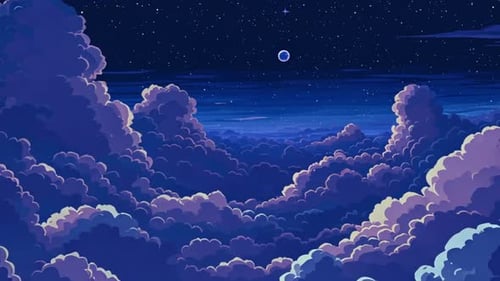 Animated Flying Through Night Clouds icon Alpha Channel