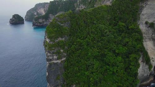 Nusa Penida Island Drone Flight Rocks and Ocean