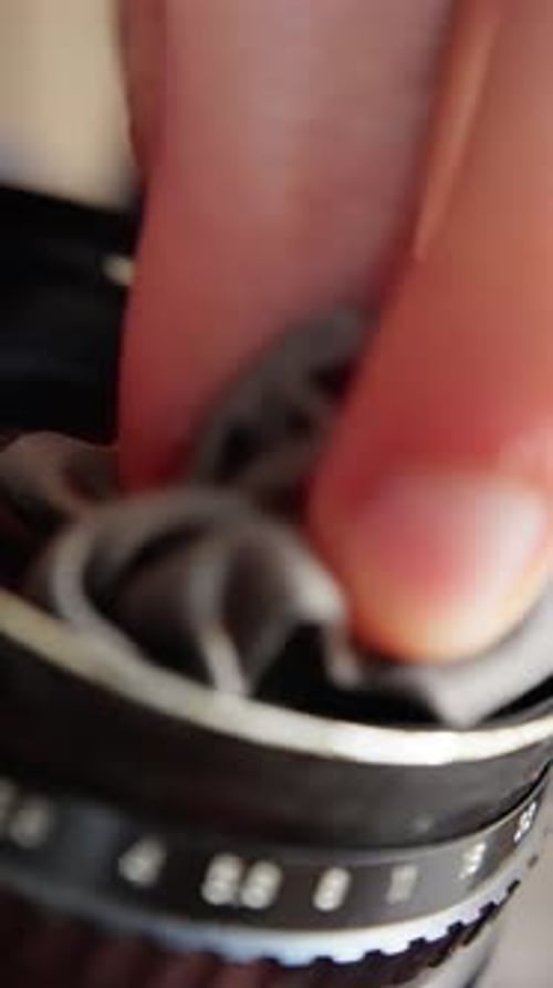Polishing Lens Edges Meticulously Cleaning and Restoring Camera Lens Components Carefully Thoroughly