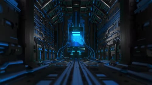 AI hologram face inside the reactor tube