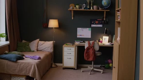 Cozy Kids Room Interior with Organized Study Space