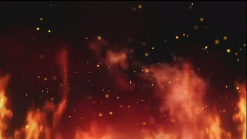 Animated Fiery Background with Flickering Flames and Flying Sparks