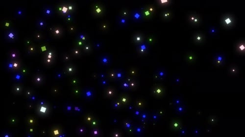 Geometric Shape Animation On Black Background. Square Shape Floating On Dark Black Background