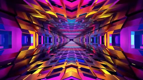 Futuristic Colorful Geometric Tunnel 3D Motion Graphic