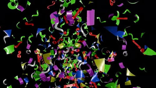 Colorful Confetti Explosion and Streamers Animation