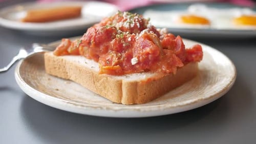 Delicious Open-Faced Sandwich with Tomato and Cheese